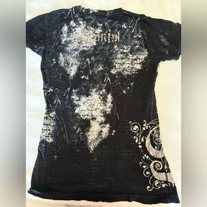 Sinful Black T-Shirt with White Accents from Buckle.